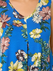 Yours Curve Blue Pleated Front Vest Top - Image 4 of 5