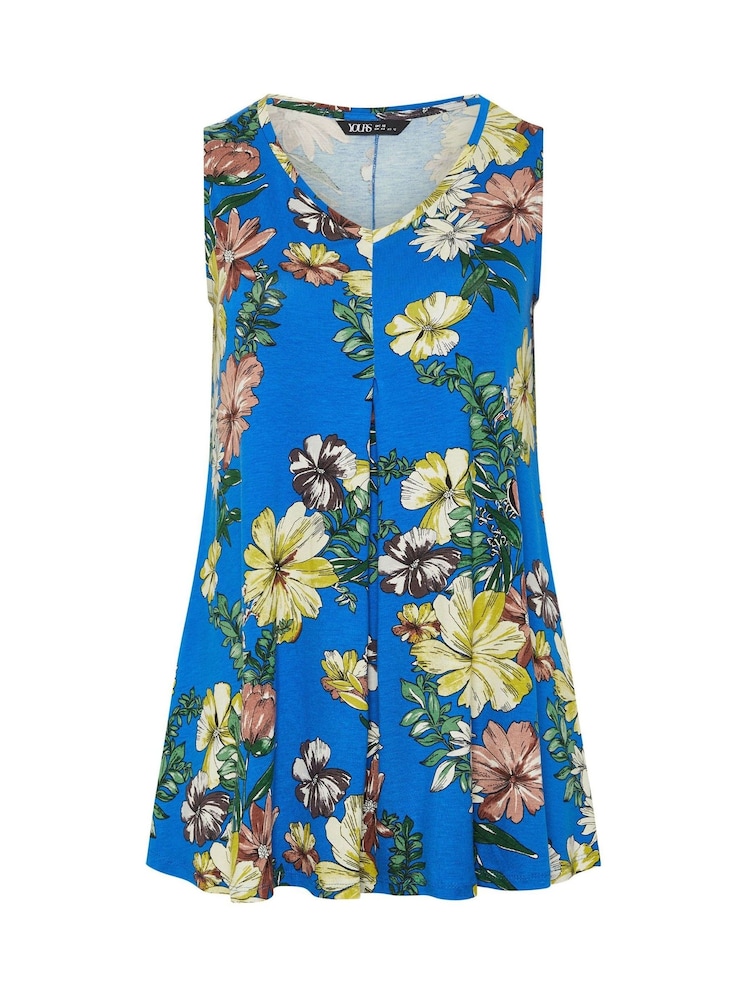 Yours Curve Blue Pleated Front Vest Top - Image 5 of 5