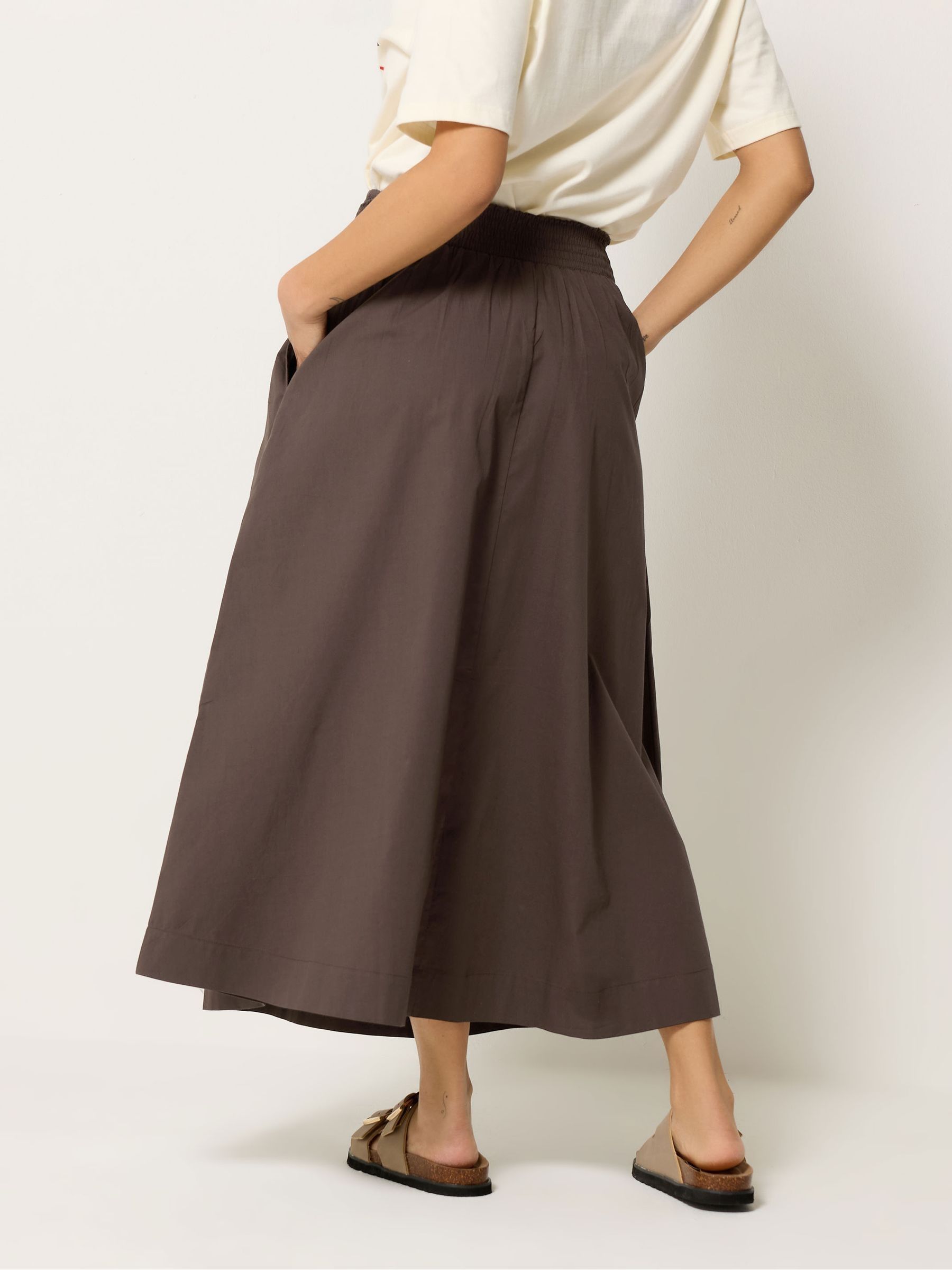 Buy PixieGirl Petite Brown Poplin Shirred Midi Skirt from Next USA