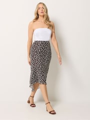 Long Tall Sally Brown Spot Print Mesh Asymmetric Skirt - Image 1 of 6