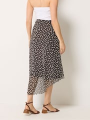 Long Tall Sally Brown Spot Print Mesh Asymmetric Skirt - Image 4 of 6