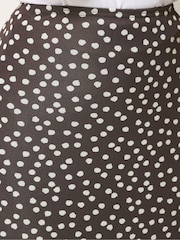 Long Tall Sally Brown Spot Print Mesh Asymmetric Skirt - Image 5 of 6