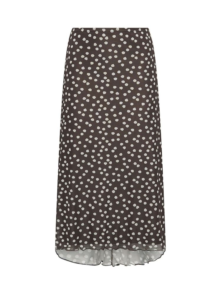 Long Tall Sally Brown Spot Print Mesh Asymmetric Skirt - Image 6 of 6 Long Tall Sally Brown Spot Print Mesh Asymmetric Skirt - Image 6 of 6
