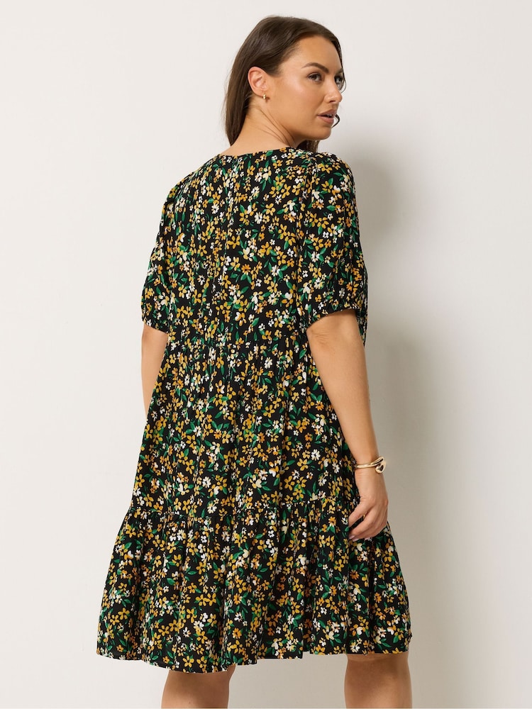 layered smock dress Women's Stone Woven Ruffled Tiered Smock Dress