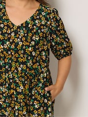 Yours Curve Black Tiered Smock Dress - Image 4 of 5