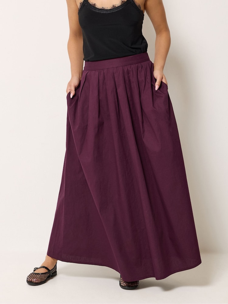 PixieGirl Petite Red Poplin Full Maxi Skirt - Image 1 of 5