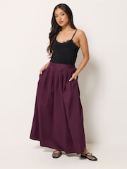 PixieGirl Petite Red Poplin Full Maxi Skirt - Image 3 of 5