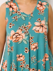 Yours Curve Blue Pleated Front Vest Top - Image 3 of 5