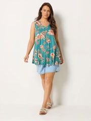 Yours Curve Blue Pleated Front Vest Top - Image 4 of 5