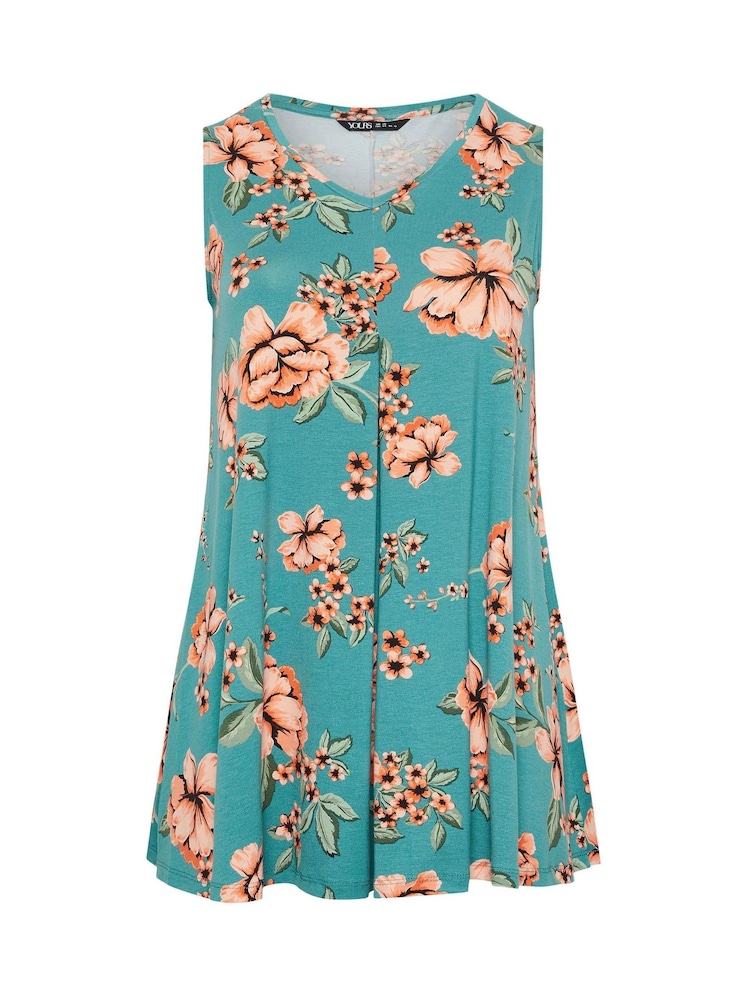 Yours Curve Blue Pleated Front Vest Top - Image 5 of 5