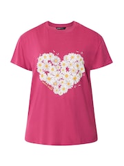 Yours Curve Pink Placement Print Core T-Shirt - Image 4 of 5