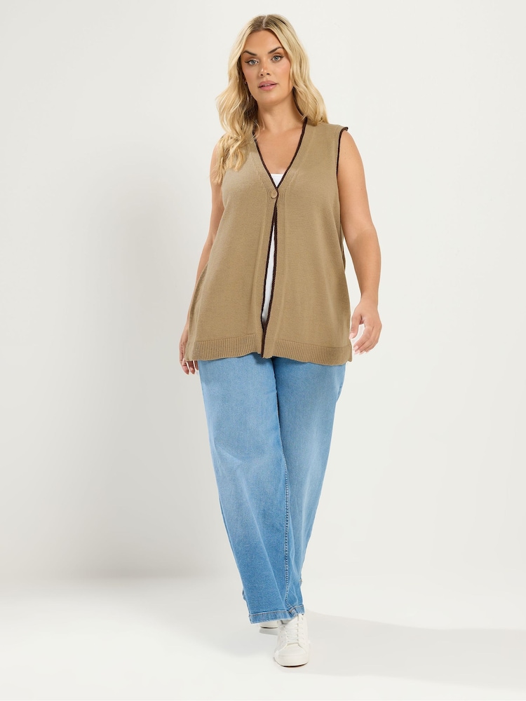 Yours Curve Natural Stitch Waistcoat - Image 2 of 5