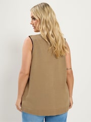 Yours Curve Natural Stitch Waistcoat - Image 3 of 5