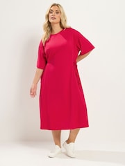 Yours Curve Red Tie Side Throw On Dress - Image 1 of 6