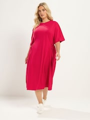 Yours Curve Red Tie Side Throw On Dress - Image 2 of 6