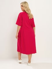 Yours Curve Red Tie Side Throw On Dress - Image 3 of 6