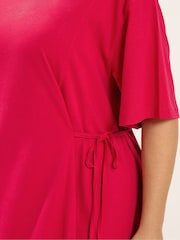 Yours Curve Red Tie Side Throw On Dress - Image 4 of 6