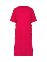 Yours Curve Red Tie Side Throw On Dress - Image 5 of 6