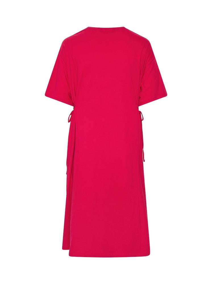 Yours Curve Red Tie Side Throw On Dress - Image 6 of 6