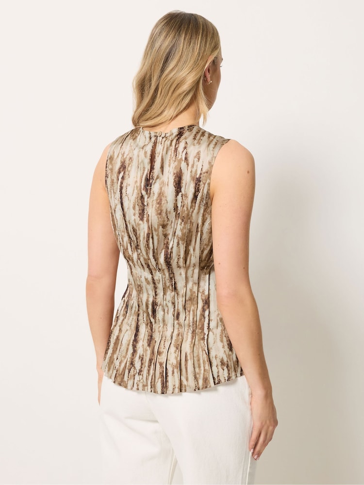 Long Tall Sally Brown Zebra Print Satin Pleated Vest - Image 2 of 5