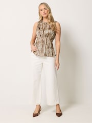 Long Tall Sally Brown Zebra Print Satin Pleated Vest - Image 3 of 5