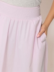 PixieGirl Petite Pink Poplin Shirred Midi Skirt - Image 4 of 5