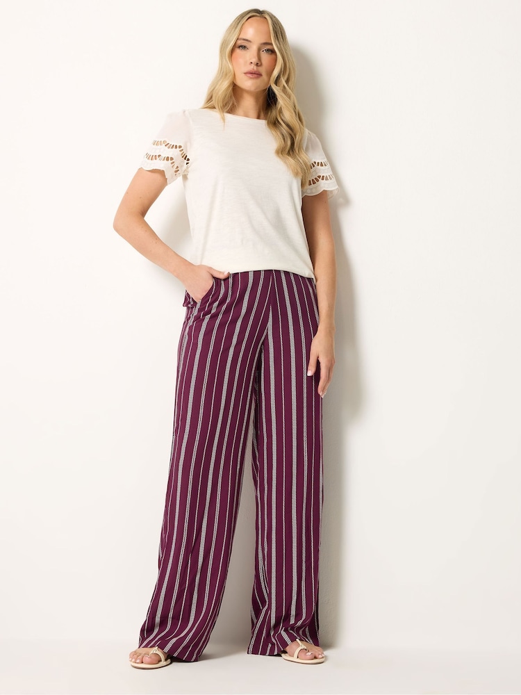 Long Tall Sally Red Twisted Rope Print Wide Leg Trousers - Image 1 of 5 Long Tall Sally Red Twisted Rope Print Wide Leg Trousers - Image 1 of 5