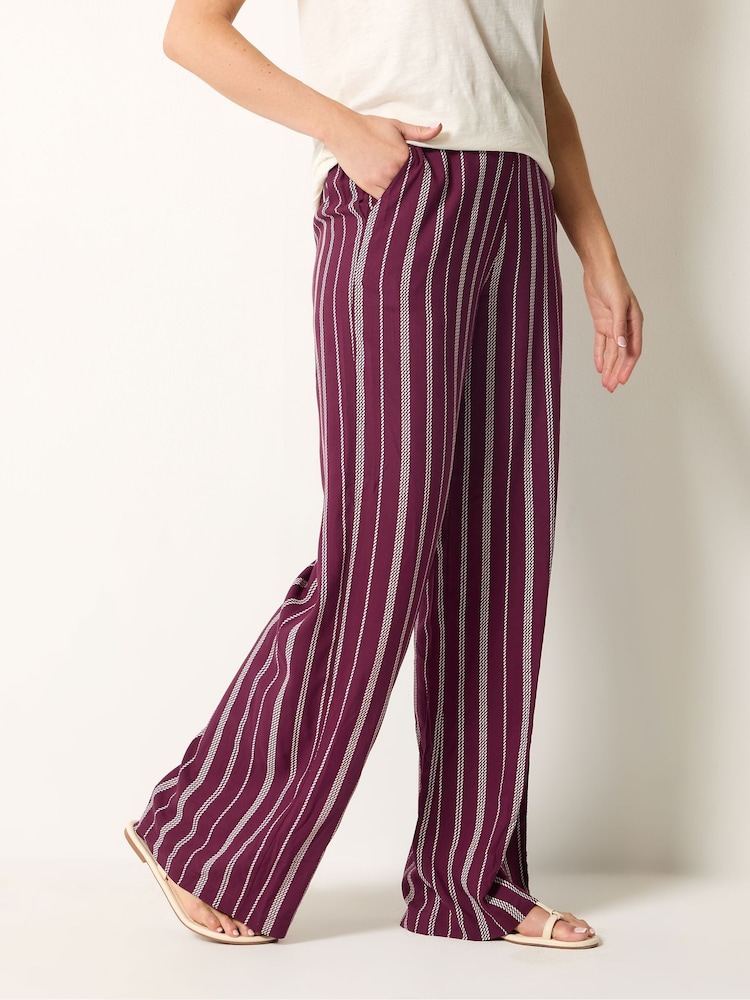 Long Tall Sally Red Twisted Rope Print Wide Leg Trousers - Image 2 of 5 Long Tall Sally Red Twisted Rope Print Wide Leg Trousers - Image 2 of 5
