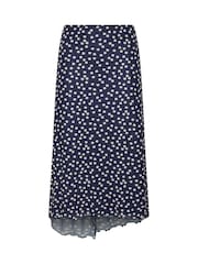 Long Tall Sally Blue Spot Print Mesh Asymmetric Skirt - Image 5 of 5