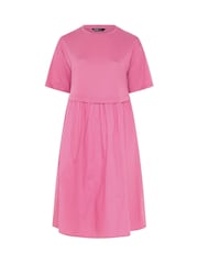 Yours Curve Pink Poplin 2 In 1 Midaxi Dress - Image 5 of 5