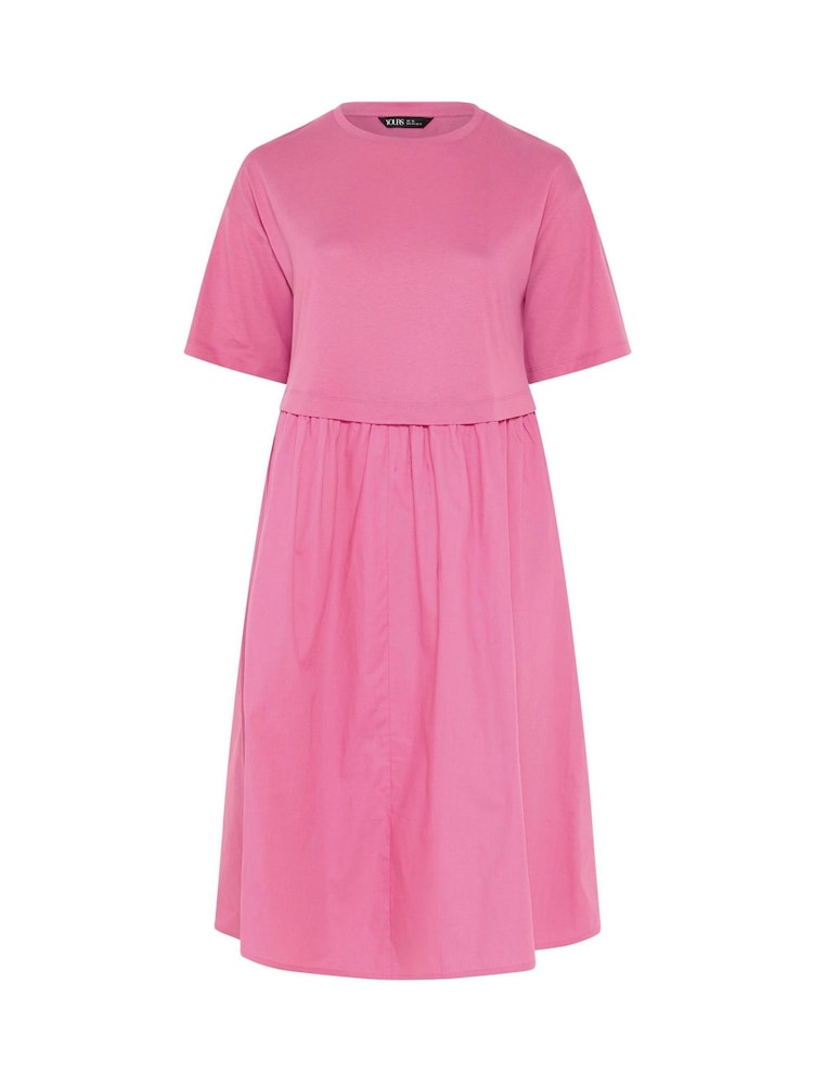 Yours Curve Pink Poplin 2 In 1 Midaxi Dress - Image 5 of 5
