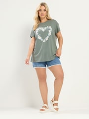 綠色 - Yours Curve Placement Print Core T-Shirt - 圖片 2/5
