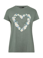 綠色 - Yours Curve Placement Print Core T-Shirt - 圖片 5/5