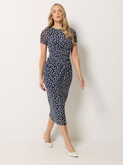 Long Tall Sally Blue Twist Mesh Midi Dress - Image 1 of 5