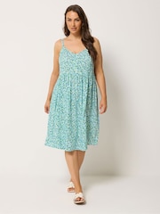 Yours Curve Blue Strappy Sun Dress - Image 1 of 2