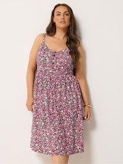 Yours Curve Pink Strappy Sun Dress - Image 1 of 2