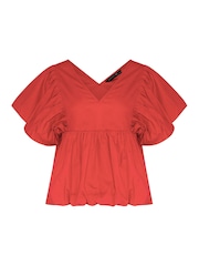 PixieGirl Petite Red Puff Sleeve Hem Blouse - Image 5 of 5