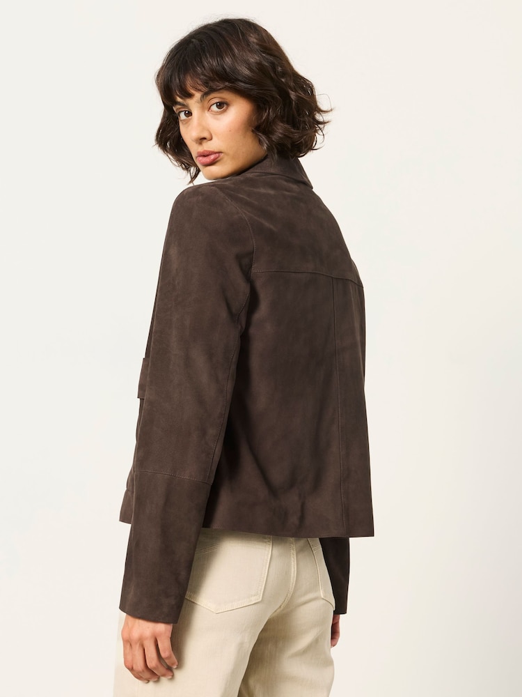 FatFace Eliza Chocolate Brown Suede Jacket - Image 2 of 6