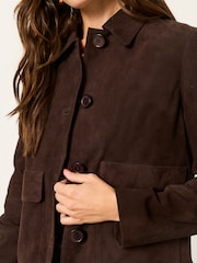 FatFace Eliza Chocolate Brown Suede Jacket - Image 5 of 6