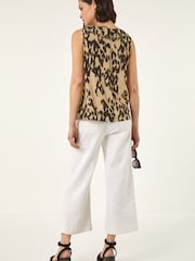 Roman Black Abstract Print Frill Tie Front Top - Image 4 of 5