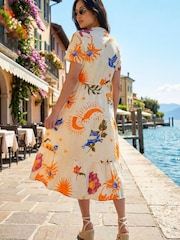 Roman Petite Sunburst Print Tiered Dress - Image 3 of 4