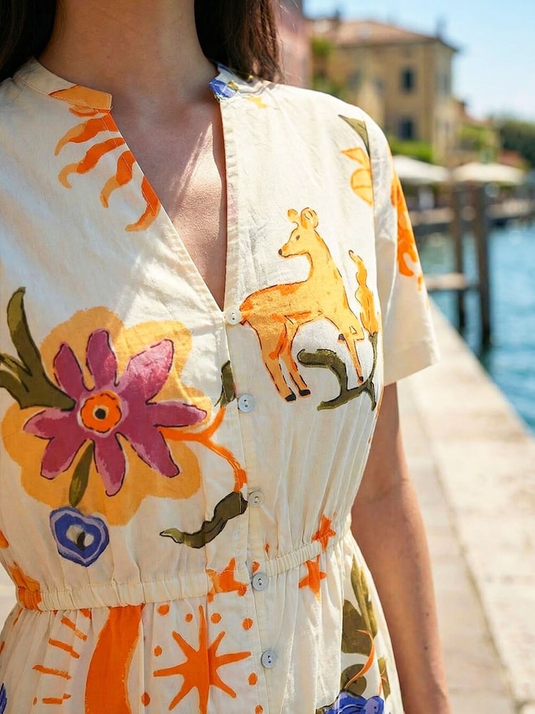 Roman Petite Sunburst Print Tiered Dress - Image 4 of 4 Roman Petite Sunburst Print Tiered Dress - Image 4 of 4