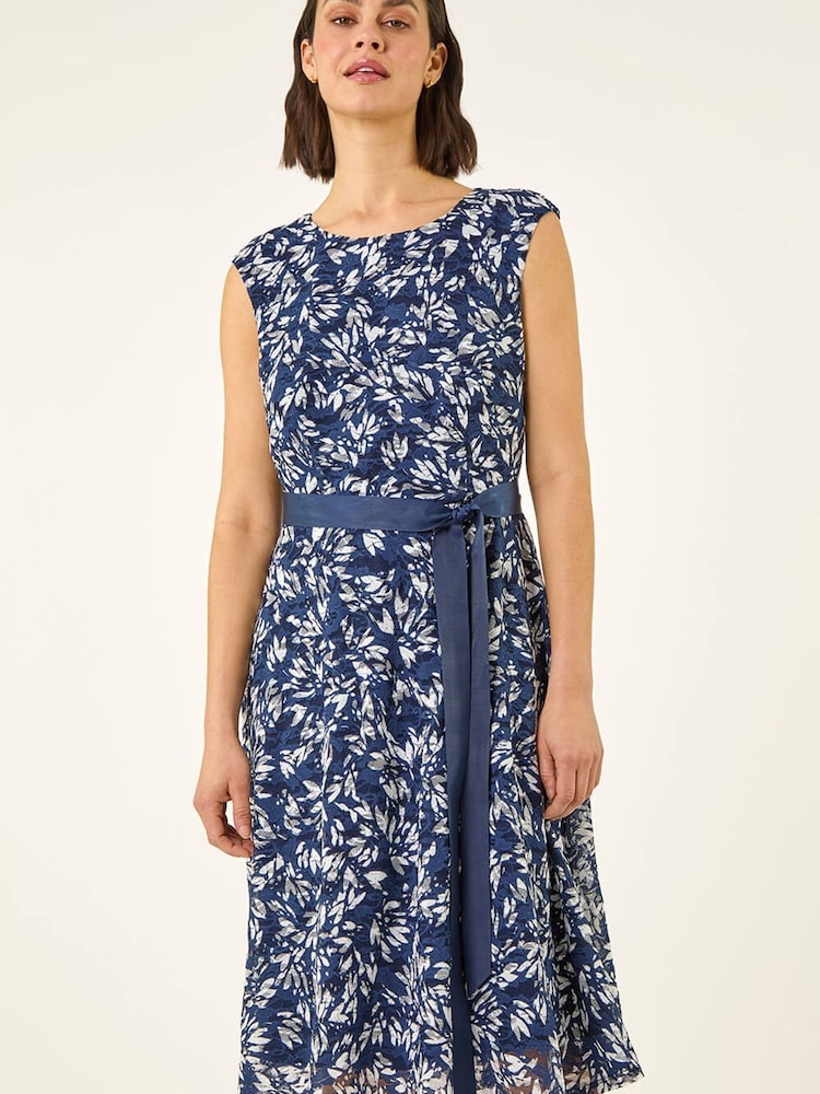 Roman Blue Heart Print Lace Stretch Dress - Image 1 of 5