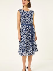 Roman Blue Heart Print Lace Stretch Dress - Image 2 of 5