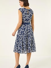 Roman Blue Heart Print Lace Stretch Dress - Image 3 of 5