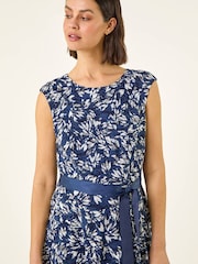 Roman Blue Heart Print Lace Stretch Dress - Image 4 of 5
