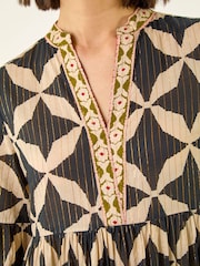 Roman Black Abstract Print Boho Maxi Dress - Image 5 of 5