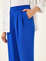 Roman Blue Elastic Waist Pleat Cropped Trousers - Image 5 of 5