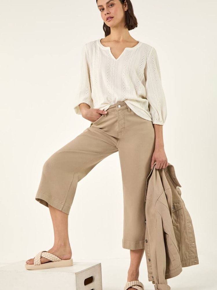 Roman Natural Stretch Denim Culottes - Image 1 of 5
