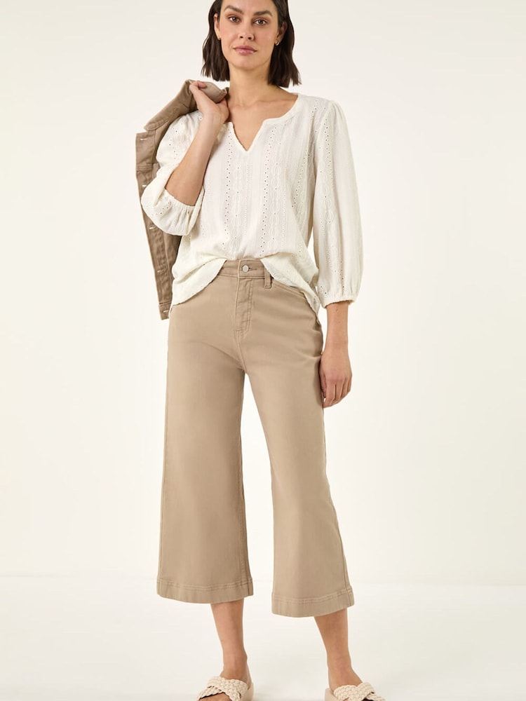 Roman Natural Stretch Denim Culottes - Image 2 of 5